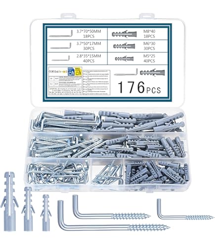 190 Stück Schraubhaken Set L-Form - Rechtwinklige Wandhaken Mit Dübeln Für Haus & Büro