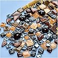BTMIEY 200g Mixed Color Crystal Mosaic Tiles, Tiny Mini Mosaic Tile DIY Hobbies Children Handmade Crystal Craft for Craft Bathroom Kitchen Home Decoration DIY Art Projects (Black Series)