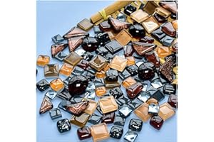 BTMIEY Azulejos de mosaico de cristal de colores mezclados de 200g, mini azulejo de mosaico DIY Hobbies para niños artesanales de cristal hecho a mano para manualidades(serie negra)