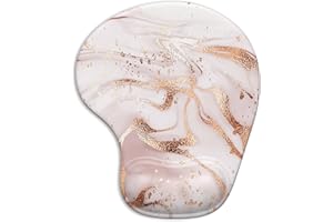 ITNRSIIET Tappetino per Mouse con Comodo GEL Supporto per Il Polso,Gaming Tappetino Mouse Ergonomico, base antiscivolo in PU, per Computer e Laptop, Marmorizzazione in oro rosa