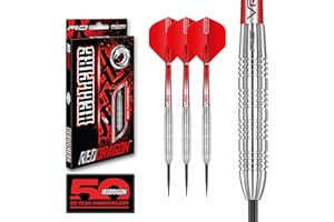 RED DRAGON Hell Fire 22g, 24g ou 26g Fléchettes Pointes Acier avec Ailettes et Tiges de Flechettes