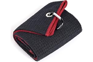 Mile High Life Toalla de Golf triplicada Tejido de Microfibra Primera Calidad Patrón de gofres (Rojo Negro)