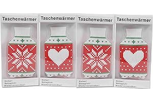 Räder GmbH 4 Handwärmer mit Wintermotiv Flaschenform Norweger - wiederverwendbar - mit Metallplättchen - Taschenwärmer für warme Hände für Kinder und Erwachsene