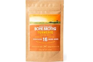 ABBCO Beef Bone Broth Concentrate Powder -Turmeric - Freeze-dried powder rich in collagen protein, amino acids. Instant healthy beverage. 100 gram Made in Australia