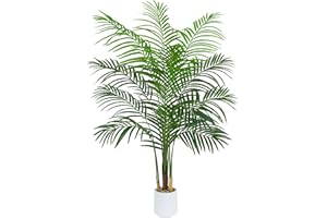 TXABL Artificial Palm Tree Indoor Plants 150 CM Fake Areca Palm Plant in White Pot, Faux Tropical Floor Plant Artificial Silk Plants for Home Office Living Room Farmhouse Modern Decor Indoor Outdoor