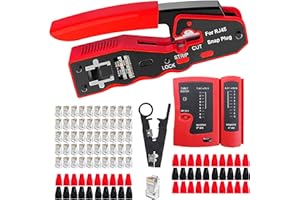 MAYLINE-TECH MAYLINE RJ45 Pince à Sertir de Testeur de Network LAN Réseau Cable Kits d'outils de Réparation d'Ordinateur,Professionnel de Réseau d'Outils Ensemble d'Outil Approprié au Bricolage (Orange)