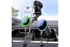 MOKPR for Magsafe Car Mount Charger, 15W Magnetic Wireless Car Charger for MagSafe Car Mount Dashboard Windshield Air Vent Fits iPhone 16/15/14/13/12&Magsafe Case (Black)