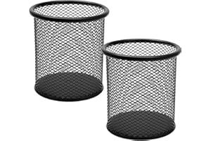 DIFIT Stiftehalter, Drahtmetall Stifteköcher, Schwarz Stifthalter Stiftebox, Rund Stiftehalter Schreibtisch, Stiftebecher Stifte Halter für Büro/Schule, Pencil Holder Stifte Aufbewahrung (2 Stück)