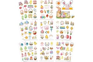 Adesivi pasquali Fyvadio, 206 pezzi di Adesivi pasquali per Bambini, adesivi per uova di Pasqua, Adesivi per Coniglietti Pasquali per Bomboniere fai da te e Decorazioni Artistiche