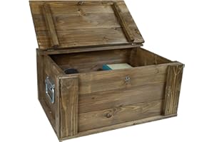 Kistenkolli Altes Land Truhe Hugo in verschiedenen Farben mit Deckel 50x36x26cm Aufbewahrungskiste Spielzeugkiste Dekorationskiste (braun)