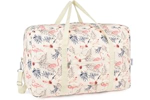 Narwey Grand Sac à Main de Voyage Pliable Sac de Cabine Avion Valise de Cabine Sac de Sport Sac Weekend 40L(Flamant)