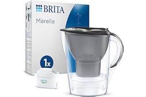 BRITA Jarra filtrante Marella Graphite (2,4l) incl 1 cartucho filtro agua grifo MAXTRA PRO All-in-1 reduce PFAS,piedra caliza, cloro, algunas impurezas y metales indicador temporal, ecoembalaje