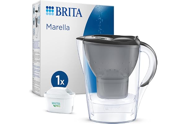 BRITA Carafe Filtrante Marella 2,4L Gris + 1 Cartouches MAXTRA PRO All-in-One - Emballage Durable