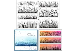 ‎GLOBLELAND GLOBLELAND Gras Klare Stempel Für Die Kartenherstellung Dekorative Wildblumen Blätter Und Blumen Löwenzahn Transparente Silikon Stempel Für DIY Scrapbooking Zubehör Prägung Papier Karte Album