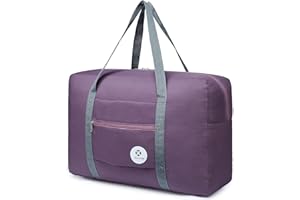 Narwey Plegable Bolsa de Viaje 45x36x20 Bolsa de Mano Equipaje Equipado Weekender Bag Deporte Bolsa de Fin de Semana Bolso Mujer para Easyjet Avíon 25L(Morado)