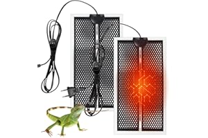 SPORWAY Tappetino riscaldante rettile, 2 pezzi, tappetino riscaldante per terrario, tappetino riscaldante regolabile, con regolatore di temperatura per rettili, tartarughe, serpenti, lucertola, geco