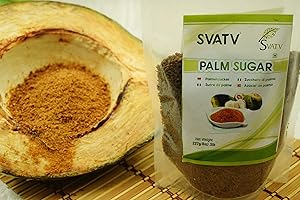 SVATV Zucchero di palma marrone in polvere | Dolcificante naturale in polvere | Alternativa allo zucchero raffinato | | Nessun conservante aggiunto | Nessun aroma artificiale - 227 g
