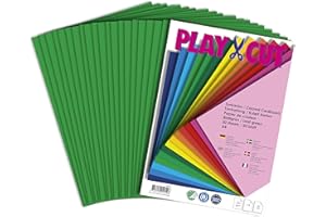 PLAY-CUT, Carton de couleur A4, 220 g/m², feuilles vertes, 20 feuilles, uni.