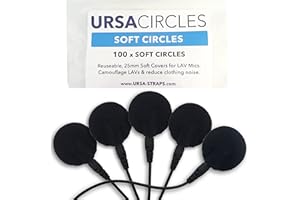 URSA STRAPS URSA Coperture morbide e riutilizzabili per microfoni lavalier, proteggono dal vento e nascondono il microfono, 25 mm, confezione da 100, nero