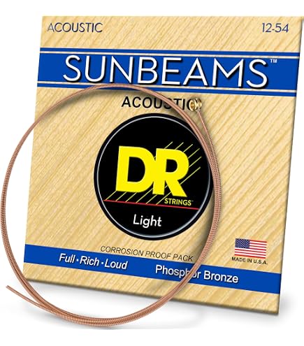 Corde Di Qualità DR Strings Corde Per Chitarra Acustica In Bronzo Fosforoso, Leggere 12-54, Confezione Da 3 (RPM-12-3PK Set 6 Corde Chitarra