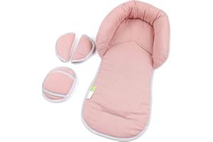 LIEBES VON PRIEBES PRIEBES EMIL Sitzverkleinerer mit Gurtpolster | Universal-Set mit Kopfschutz & Sitzverkleinerer & Gurtpolster für jede Babyschale | atmungsaktiv| Schonbezug 100% Baumwolle