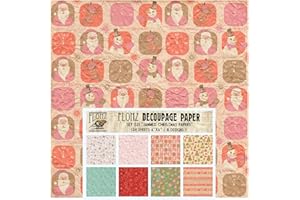 Decoupage Paper Pack (24 Sheets 6"x6") Jammed Christmas Wrapping Papers FLONZ Vintage Styled Paper for Decoupage, Craft and Scrapbooking