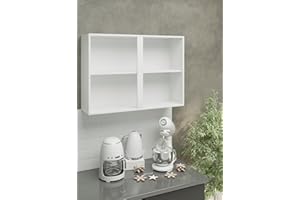 JD Greta Hängeschrank Küche 100cm breit & 29.5cm tief (weiß) Kommen Ohne Türen - Küchenschrank hängend zur Aufbewahrung - Küchen Vorratsschrank & Aufbewahrungsschrank - Kitchen Furniture & Cabinets