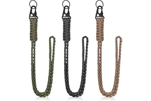 AYMQC Paracord-Schlüsselband Robuste Geflochtenes Paracord Schlüsselanhänger Lange Umhängeband mit Schlüsselring für Schlüssel Pfeife Handys Kamera 3 Stück