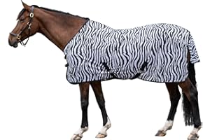 HKM 4668 Fliegendecke Zebra mit Kreuzgurt, Pferdedecke Weidedecke, 105