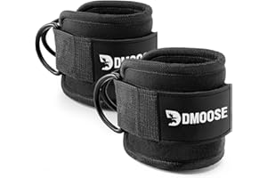 DMOOSE FITNESS DMoose Ankle Straps for Cable Machine Attachments - Gym Ankle Cuff for Kickbacks, Glute Workouts, Leg Extensions, Curls, Booty Hip Abductors Exercise for Men and Women, Adjustable Neoprene Support