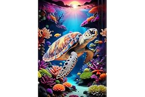 MEIYUDA 5D Peinture Diamant Adulte Tortue Marine, Peinture Diamant Point de Croix 30x40cm