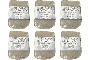 NATURA COLLECTION 6 Pezzi Allume di Potassio Pietra Naturale Antiodorante Allume di Rocca 165g. X 6 = 1 KG Cristallo di Potassio pietra allume di rocca deodorante