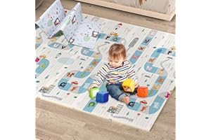 Play Mat Baby,CANMALCHI Crawl Mat Baby,Baby Mat Crawl Mat Waterproof Foam Crawl Play Mat for Babies Kids,Non-Slip Portable Non Toxic,Floor Soft Toddlers,200x180x1.5CM Traffic