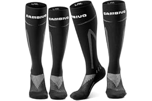 CAMBIVO Bas de Contention Femme Homme 2 Paires, Chaussettes de Contention 20-30mmHg, Chaussettes de Compression Classe 2, Compression Socks pour Circulation Sanguine, Voyage Avion, Sport, Running, Gym