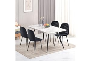 JYMTOM Lot de 4 Chaises de Salle à Manger Noir avec Dossier, Chaises de Cuisine en Velours pour Salle à Manger,Chaises Ergonique de Salon, Pieds en Métal(Ensemble 4,Noir)