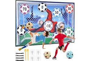 YIMORE Fußball Spielzeugset für Kinder, Indoor Outdoor Spielzeug Sportspaß für Garten, Weich Flanell Fußballtore, Klettfußball Geschenke für Kinder Jungen Mädchen ab 3 4 5 6 7 8-12 Jahre