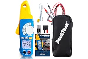 PeakTech 4350 - Pince Ampèremétrique True RMS 80A AC/DC, Multimètre Numérique, Pince de courant, Autorange, 4000 counts, Voltmètre Sans Contact, Ampèremètre, Testeur de Continuité - Max 600V