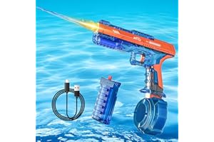 RoserRose Pistolet à Eau Électrique Automatique 500ml avec LED et Sons - Grand Pistolet à Eau pour Enfants et Adultes - Jouet d'Été pour Piscine, Plage, Jardin (Rouge)