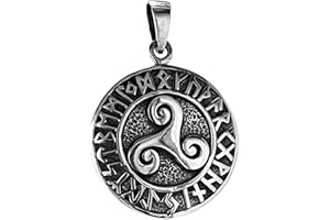 KISS OF LEATHER Pendentif triskel en argent sterling 925 avec anneau rond, n° 328