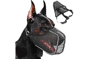 CUNEGRA Dog Muzzle, Soft Breathable Dog Muzzles with Reflective Strips and Adjustable Velcro Straps for Scavenging Biting Licking and Chewing, Allows to Pant and Drink (M, Black)