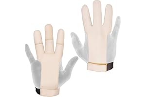 DASKZ LEATHERS Archery Glove 3 Finger – 100% Genuine Leather with Velcro Strap – Traditional Shooting Glove for Recurve & Longbow – For Men & Women – Black, Beige, Light Brown, Dark Brown – Comfortable & Durable