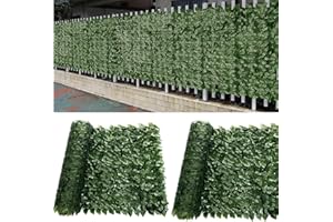 Baketron Decorative Ivy Leaf Green Artificial Hedge Roll 3m x 1m Garden Fence Screening Privacy Hedging Wall Landscaping Garden Fence UV Fade Protected Artificial Plant Wall Panels (2 Roll)