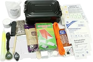 Polymath Products Premium Survival Kit – A fully-loaded kit of practical emergency survival items in a sturdy 'mess tin' container. UK-made.