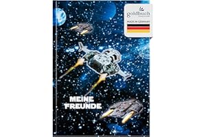 goldbuch 43570 Freundebuch Raumschiff, Freundschaftsbuch DIN A5, 72 illustrierte Seiten, für Kita, Hort und Grundschule, für Beste Freunde in der Schulzeit Kunstdruck laminiert, Dunkelblau, 15 x 21 x 1.5 cm