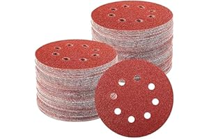 TWSTYFAL 100 Stück Schleifpapier 125mm Klett, Profi Exzenterschleifer Schleifpapier Set für 125mm 8 Loch Schleifscheiben Mit 60/80/100/120/180/240/320 Körnung für Holz Metall und Farbe