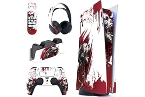PlayVital Skin für ps5 Konsole Regular Edition,Aufkleber Vinyl-Skin Stickers Schutzfolie Folie für PS5 Konsole,Controller,Ladestation, Headset,Medienfernbedienung-Blood Zombie