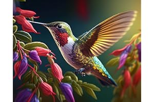 TISHIRON DIY Paint by Numbers for Adults with Brushes Hummingbird Paint Kits for Adults on Canvas Flowers Oil Painting by Numbers Art Crafts for Home Wall Decor 16"x20"(Frameless)