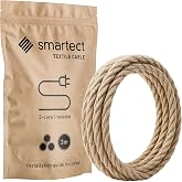 smartect Braided Textile Cable 3 Strands (3 x 0.75 mm&sup2;) in Jute 3 Metres | Vintage Electric Cable Lamp Rope with Textile Coat