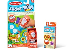 Melissa & Doug Sticker WOW Tiger Bundle: Sticker Stamper, 24-Page Activity Pad, 600 Total Stickers, Arts and Crafts Fidget Toy Collectible Character