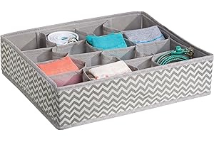 iDesign 4321 Axis Drawer Organiser, Large Polypropylene Drawer Tidy With 16 Compartments, Fabric Storage Box, Taupe/Natural